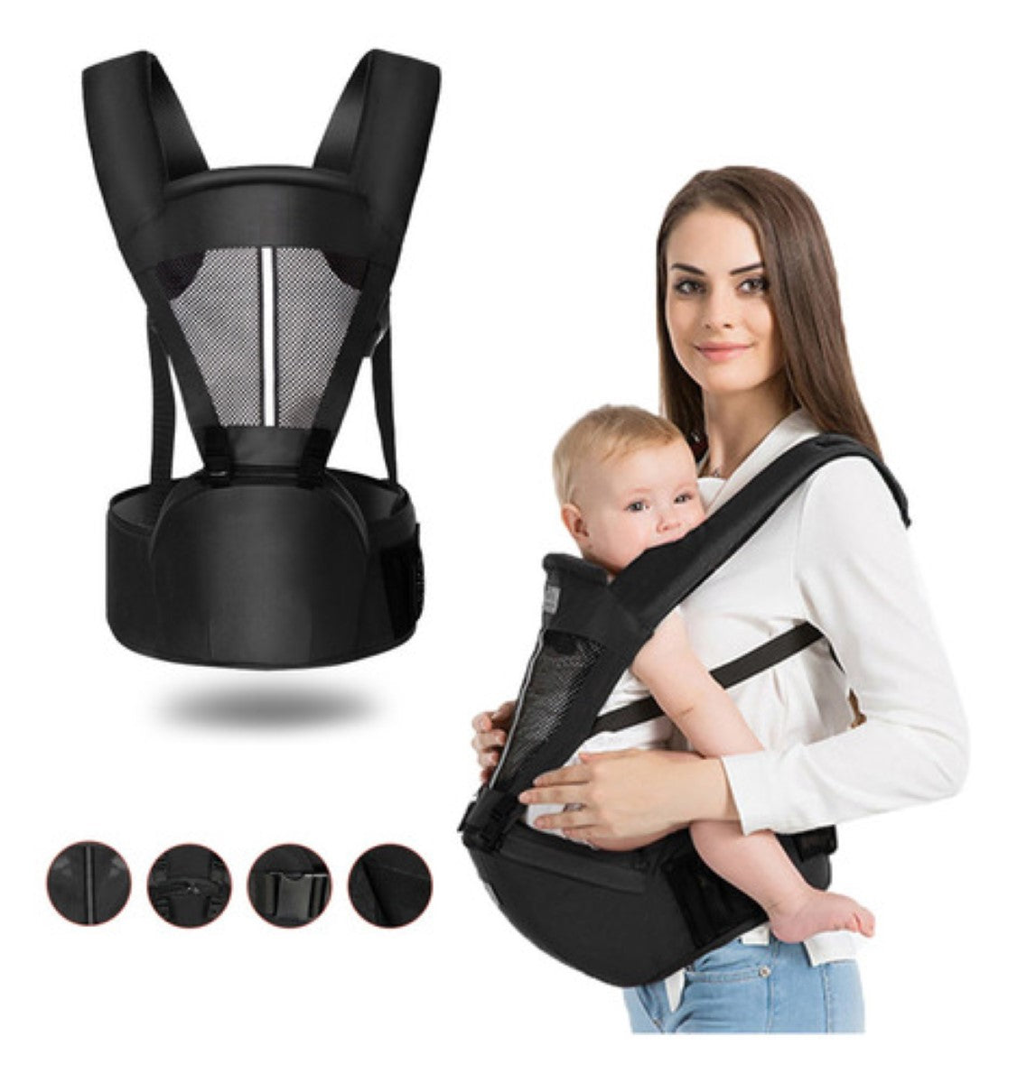 Mochila Ergonómica Portabebés 15 en 1 + Sombrero y Protector GRATIS – ¡Solo para los 100 Primeros!