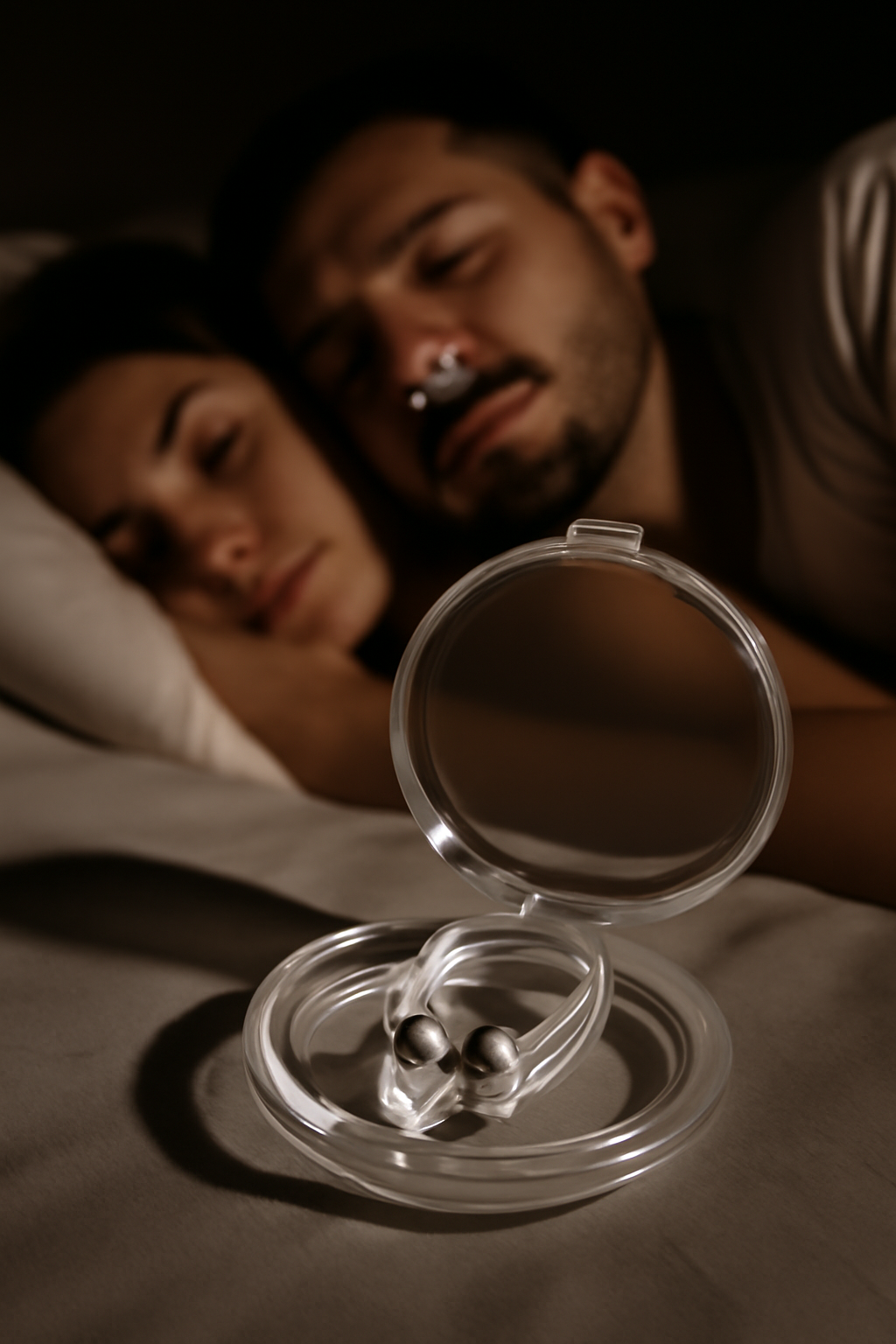 Clip nasal magnético original contra el ronquido con imán + LuxeOne Cómoda almohada para cervicales y cuello